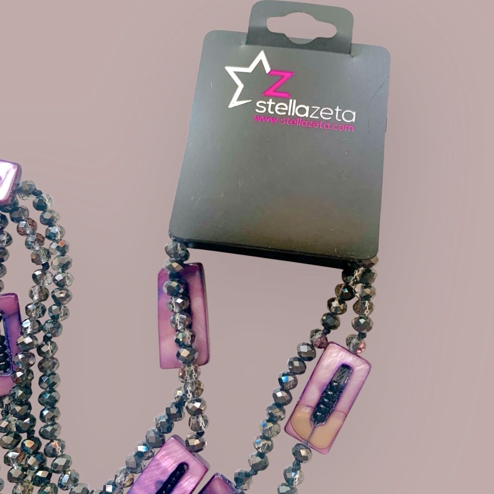 StellaZeta Purple Shell Beaded Necklace - Picture 2 of 4